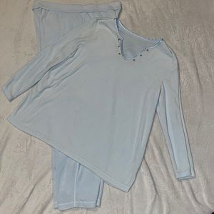 Baby blue velvet pajama set size 1XL